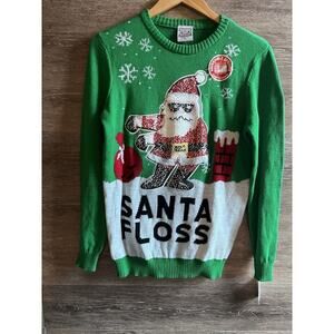 Santa Claus Sequin Sweater XL Floss Dance Swipe To Reveal NWT Christmas